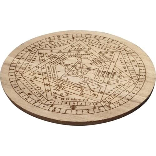 15cm Wood Round Altar Pad Ritual Divination Coaster Mat Witchcraft Supplies for Table Decorations Astrology Tool Props Ornaments