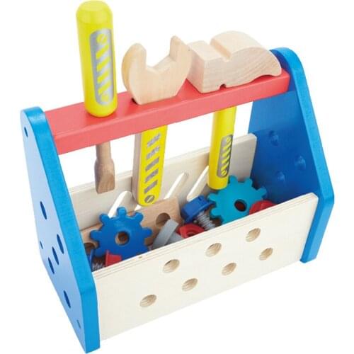Wooden Take-Along Tool Kit Wrench and Hammer Accessory Repair Toolbox Toy