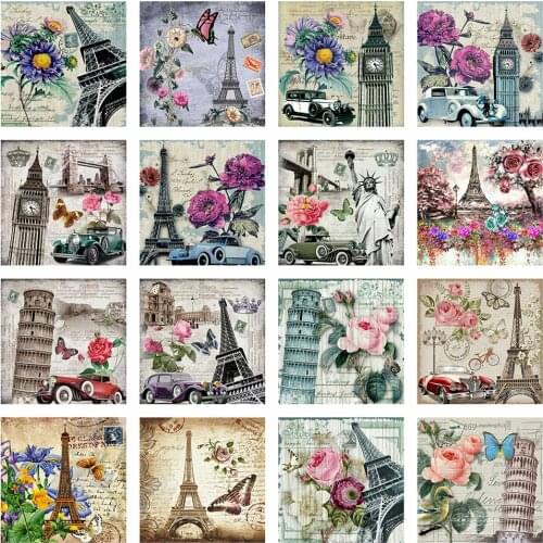 Evershine 5D DIY Diamond Painting Eiffel Tower Cross Stitch Mosaic Diamond Embroidery Scenery Crafts Kit Home Decoration