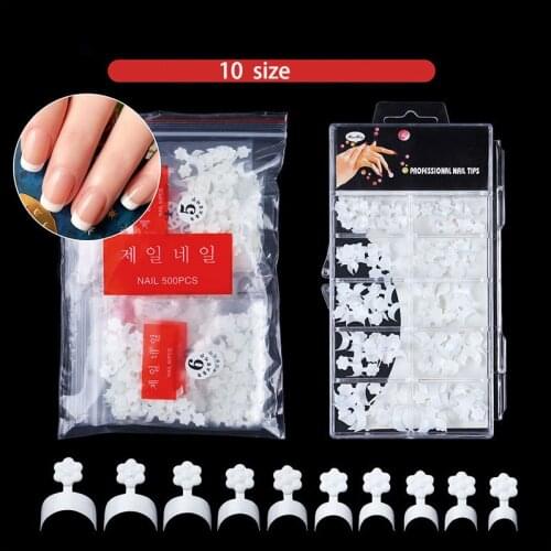 French Short Wrap Edge Fake Nails Crescent Edge White French Half Paste Short False Nails Natural White Clear Nails 100/500PCS