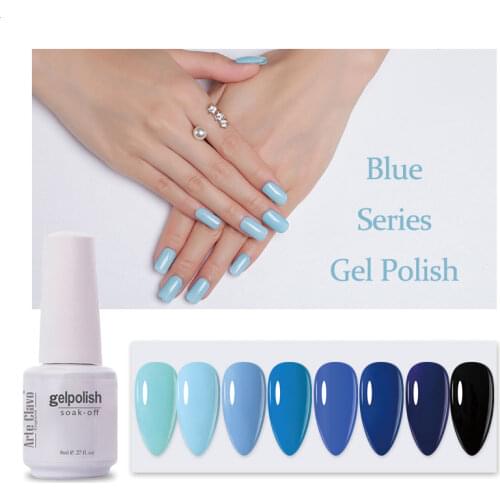 Arte Clavo Nail Gel Polish 8ml Blue Series Long-lasting Soak Off UV Varnish Lacquer Nail Art Top Base Coat Gel Polish Manicure