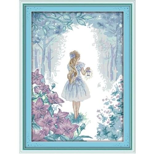 Joy Sunday Forest girl explores miracles cross stitch kit counted pattern Printed Chinese embroidery needlework sets decorations
