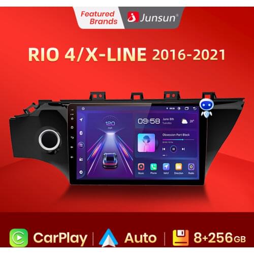 Junsun V1 Pro Android 10 For Kia RIO 4 X-Line 2016-2019 2020 2021 Car Radio Multimedia Player Navigation GPS 4G DSP No 2din dvd