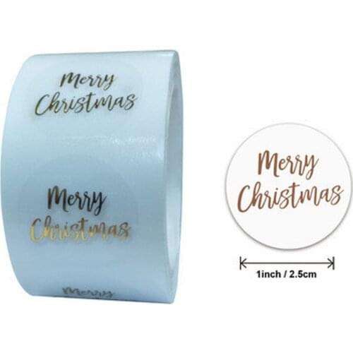 Round Clear Merry Christmas Stickers Thank You Card Box Package Label Sealing Stickers Wedding Decor Stationery Sticker