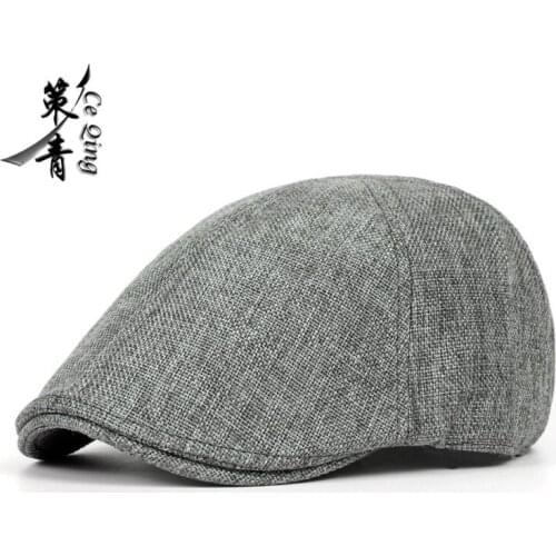 Summer mens classic retro duck tongue hat forward hat British style coarse linen breathable Beret womens fashion