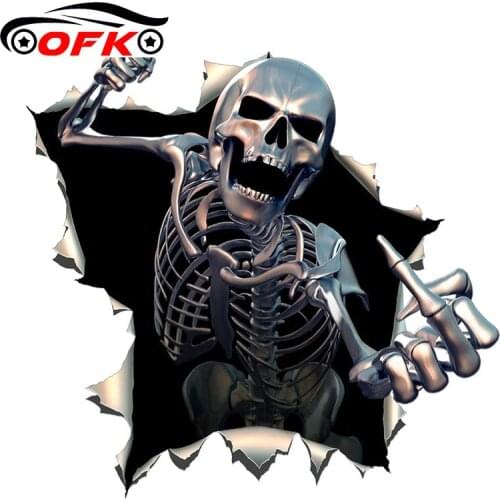 Hot Metal Angry Skeleton Skull Car Sticker Windshield Bumper Motorcycle Helmet Decal High Quality Vinyl Scratches Waterproof PVC