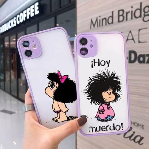 Mafalda Phone Case Matte Transparent for iPhone 7 8 11 12 s mini pro X XS XR MAX Plus cover funda