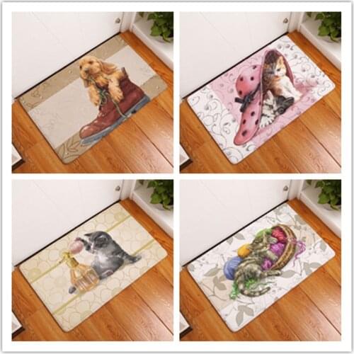 Cute Dogs & Cats Carpets Anti-Slip Floor Mats Bathroom Outdoor Rugs Door Mat Doormats