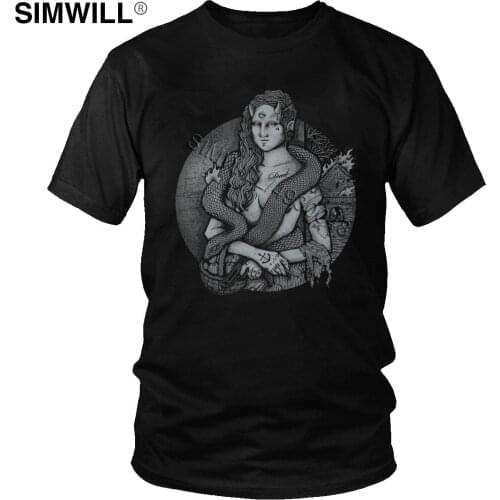 Trendy Novelty Men T Shirt Mona Lisa Original Sin Tshirt Short Sleeved O-neck Snake Leisure Cotton T-Shirt Artist Fans Apparel