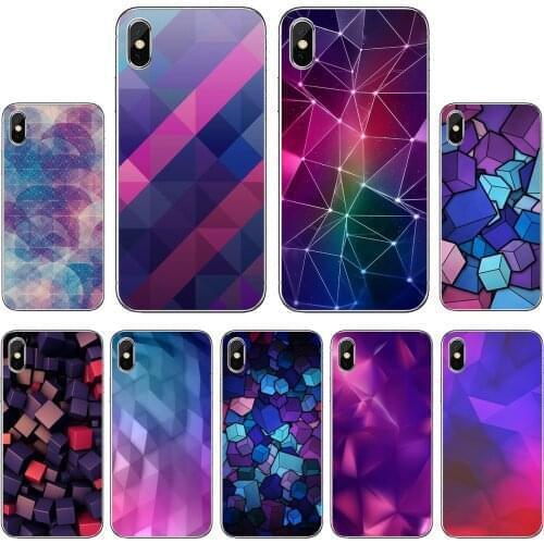 For Xiaomi mi Redmi Note 3 4 4X 5 6 7 8 8t 9 9s 9t 10 pro lite Soft Cover Purple-Geometric-Ice-Cube-Art