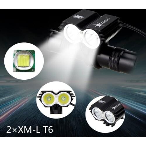 Real 1200 Lumens SolarStorm 2x XML U2 T6 LED Bicycle Light Front Headlight Bike Light with 12000mAh battery+Headband+Charger