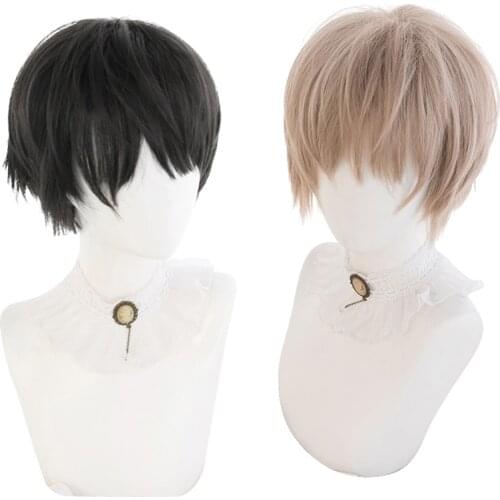 Mixed Purple Pink Harajuku Lolita Wig Fairy Short JK Girls Boys Synthetic Hair Cute Bangs Kawaii Prince Adult Daily Wear