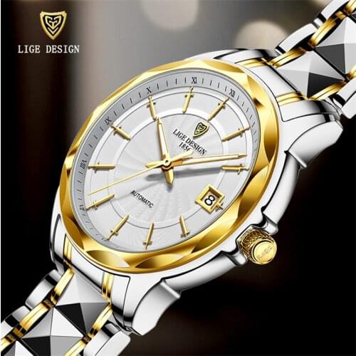 2021 new LIGE automatic mechanical watch luxury tungsten steel sword-shaped pointer 50m waterproof business mens watch