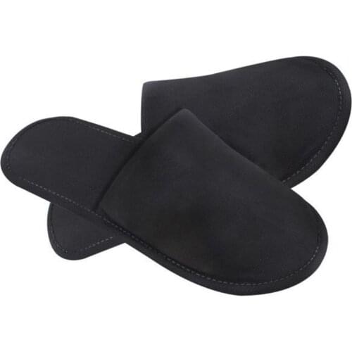 Hotel Slippers Disposable Anti Slip Unisex Black Flat Slipper Lightweight Fluffy Sanitary Hotel Travel Slippers