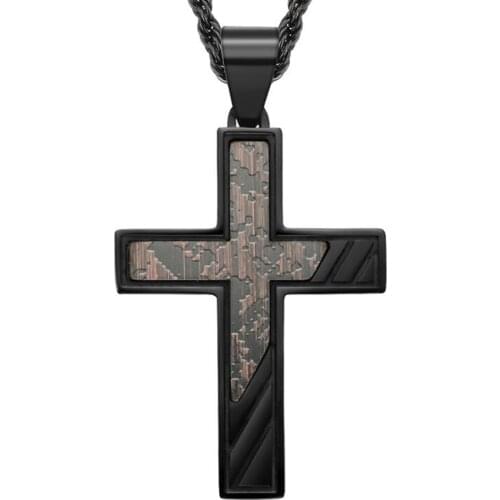 Stainless Steel Men Punk Rock Bronze Cross Pendant Necklace Hip Hop Jewelry Gift For Him with Chain