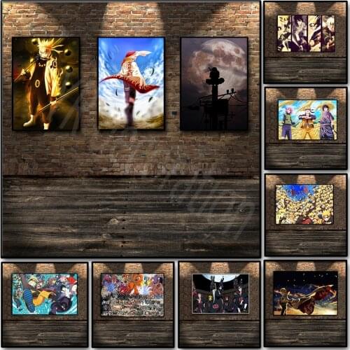 Anime Poster Naruto Canvas Painting Print Uchiha Sasuke Uzumaki Naruto Hatake Kakashi Mural Art Picture Modern Home Decor Prints