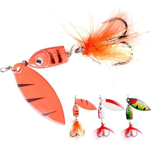 Metal Rotating Sequins Spinner Fishing Lure 6.8g9.9g12.7g Crankbait Spoon Artificial Baits Wobbler With Treble Hooksreble Hoo