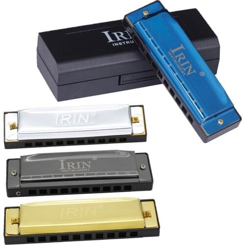 Professional 10 Holes Harmonica 20 Notes C Key Blues Harmonica w/ Case Musical Instrument Mouth Organ for Beginner Children