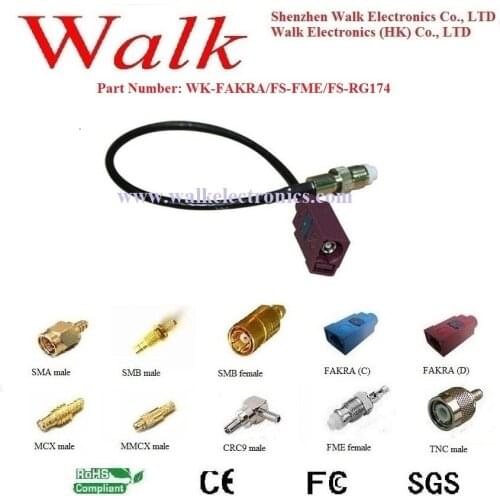 RF cable assembly / Jumper cable / Pigtails: FAKRA female straight to FME female straight with RG174 cable