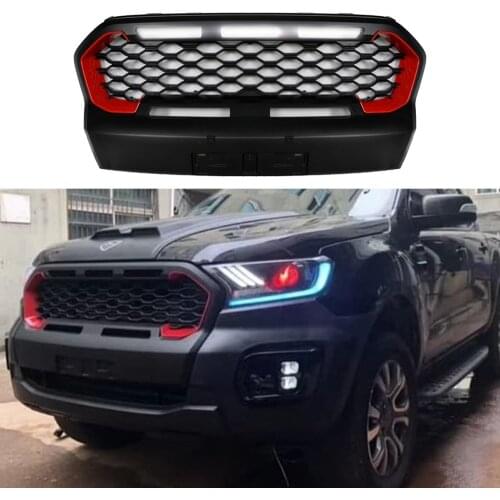 For Ranger T8 Bumper Grilles PX MKIII MK3 WILDTRAK Pickup Trucks 2018 2019 2020 Racing Grill Mesh Front Grills Grille For Trims