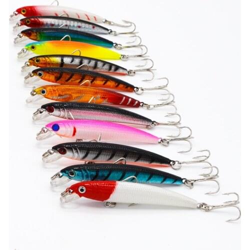 12pcs/lot 7.5cm 4.5g Pesca Wobblers Artificial Bait Minnow Fishing lure Tackle Bass Trout Bait Iscas Crankbait 3D eyes