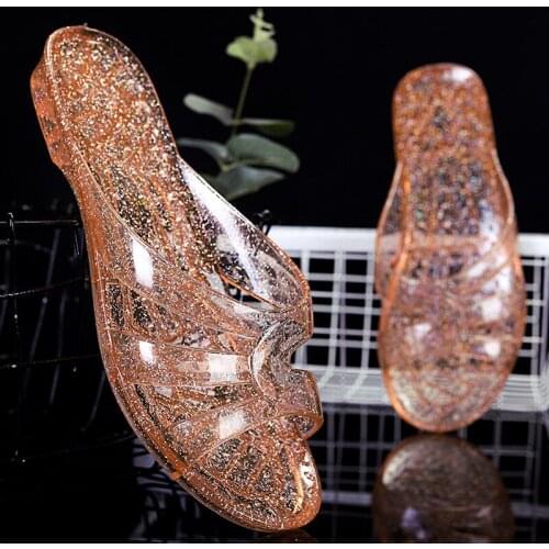 Bathroom Women Slippers Transparent Crystal Non-slip Bathing Plastic Home Thick-soled Sandals and Slippers Women