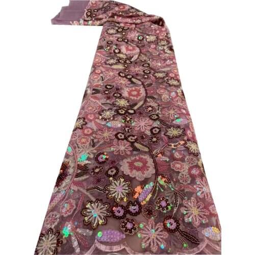 SJ Lace African Lace Fabric With Sequins Nigerian French Lace Fabrics 2021 High Quality Lace Sequined For Wedding Dress zx3-36