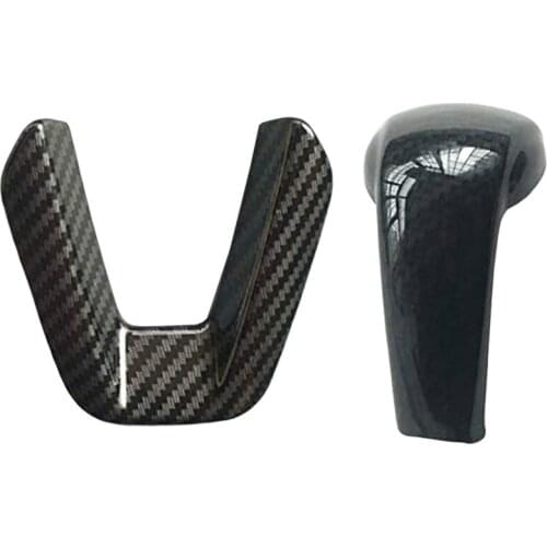 Sport Carbon Fiber Print Interior Steering Wheel Trim For Mazda 3 6 CX-3 CX-5 CX-9 & Gear Shift Knob Cover Trim