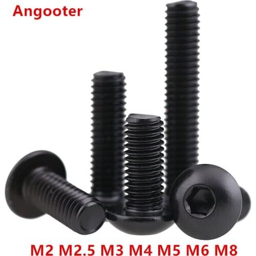 50/10PCS 10.9 Grade ISO7380 M2 M2.5 M3 M4 M5 M6 M8 M10 Black hex socket button head cap screw Hexagon socket round head screw