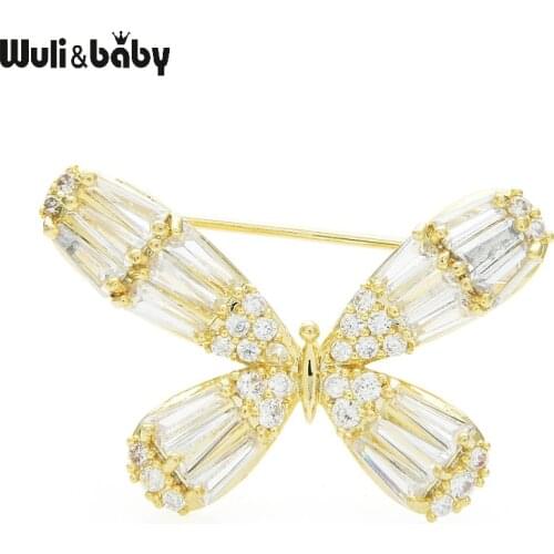 Wuli&baby Full Czech Rhinestone Butterfly For Women Unisex Small Insects Party Office Brooch Pins Gifts