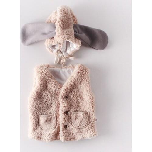 Winter baby vest thick velvet infant kids jackets outwear children waistcoat clothes toddler girls clothing with cap