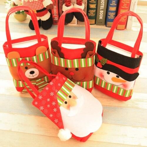 1 Pcs Merry Christmas Gift Treat Candy Wine Bottle Bag Santa Claus Snowman Decor portable Christmas Gift Bags