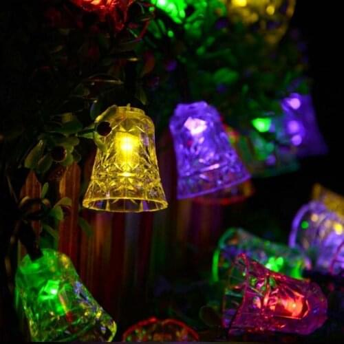 10pcs/lot 20 LED 4.8M Bell Solar Christmas Solar Lamp Waterproof Led Outdoor Lighting Novelty Decorative Fairy String Light