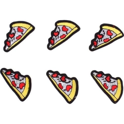 10piece Cartoon Pizza Stickers Iron On Foods Patch Embroidery Clothing Appliques DIY Jeans Backpack Coats Shirts Patches Decors