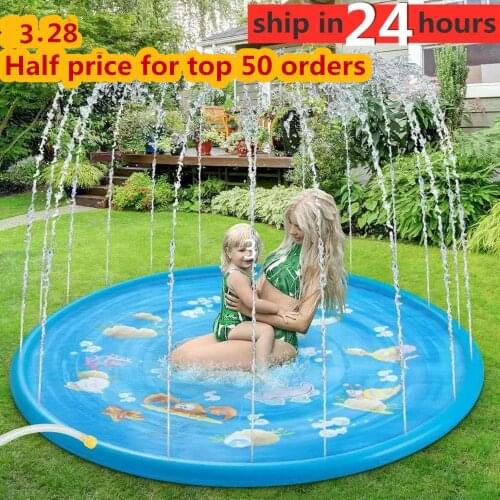 100cm Kids Inflatable Water spray pad Round Water Splash Play Pool Playing Sprinkler Mat Yard Outdoor Fun PVC Swimming Pools