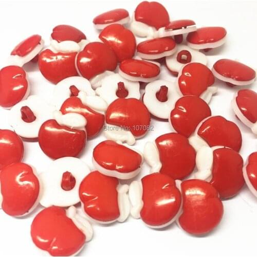 200cs/lot Red Apple Buttons Sewing Accessories Baby Shank Dress Button 15mm