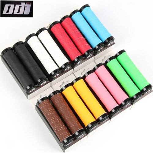2019 ODI Cushion Slip leather+PU bike handlebar grip MTB mountain Bicycle Anti-skid Shock-absorbing bike grips free shipping