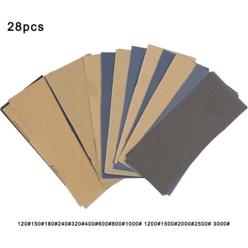 28pcs 120#-3000# Sandpaper Grinding Polishing Sanding Abrasive Paper Sheets Set Abrasives Tools Accessories