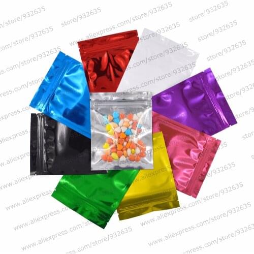 4''x5''(10.2x12.7 cm ) Clear Foil One Side Color Zip Lock Bags Pouch 100 Pcs Color For Food Storage,Snack,USB,Gift, Tea, Candy