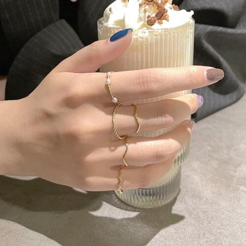 5Pcs/Set Hiphop/Rock Metal Geometry Circular Rings Set Opening Index Finger Accessories Buckle Joint Ring Jewelry