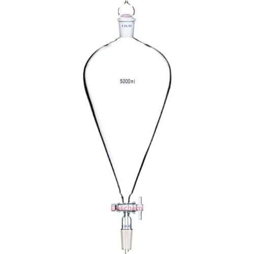 5000ml,24/40,Glass Pyriform Separatory Funnel,5L Pear Shape,PTFE Stopcock