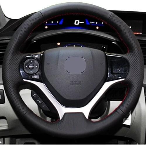 Car Products DIY Black Non-slip Faux Leather Car Accessories Steering Wheel Cover For Honda Civic Civic 9 2012 2013 2014 2015