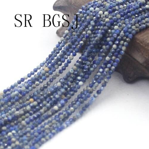 Free Shipping 2mm Faceted Blue Sodalite Gems Stone Bail Small Spacer Seed Round Beads Strand 15"