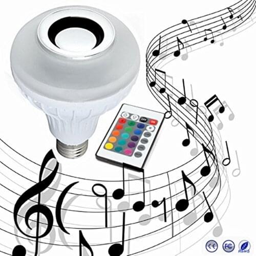 Wireless 12W Power E27 LED rgb Bluetooth Speaker Bulb Light Lamp Music Playing & RGB Lighting with Remote Control