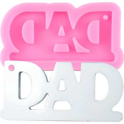 Shiny Glossy DAD Letters Keychain Mold Epoxy Resin Silicone Mould Craft DIY Necklace Charms Making Jewelry Pendant Clay Moulds