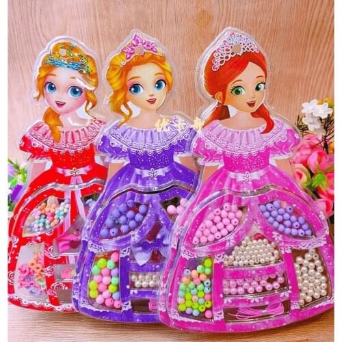 Kids Jewellery for Girls Princess Cartoon Skirt Dolls Beaded Children Handmade DIY Beads Bracelet Kit