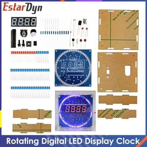 DIY Rotating Digital LED Display Module Alarm Electronic Digital Clock Kit 51 SCM Learning Board 5V DS1302