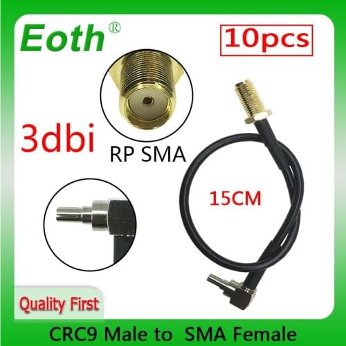10pcs 3G HUAWEI modem adapter SMA Female Jack nut Switch CRC9 Right Angle pigtail cable RG178 Wholesale 15CM 6" Adapter