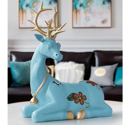 European Deer Statue Table Tissue Holder Toilet Washroom Cute Animals Tissue Box Home Decor Organizer Storage Box Ornament WR28