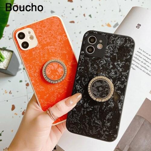 Boucho Exquisite pattern Phone Holder Case For Iphone 12 pro max 12 Mini 11 Pro Max 7 8 plus X XR XS MAX Cover With Finger Ring
